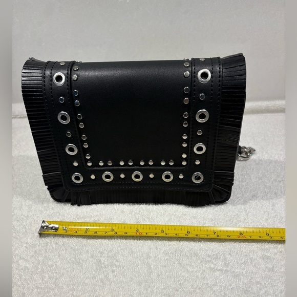 Zara Basic Black Studded Chain Goth Crossbody Bag - Picture 8 of 10